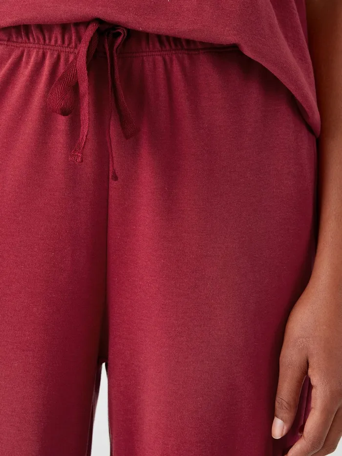 Women Eileen Fisher Sleepwear Cozy Organic Cotton Interlock Jogger Pant Cranberry