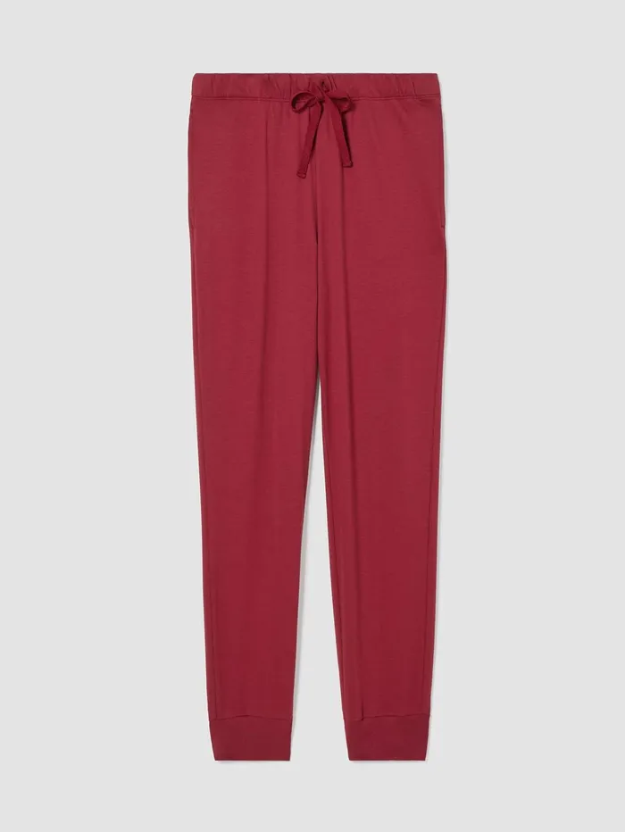 Women Eileen Fisher Sleepwear Cozy Organic Cotton Interlock Jogger Pant Cranberry