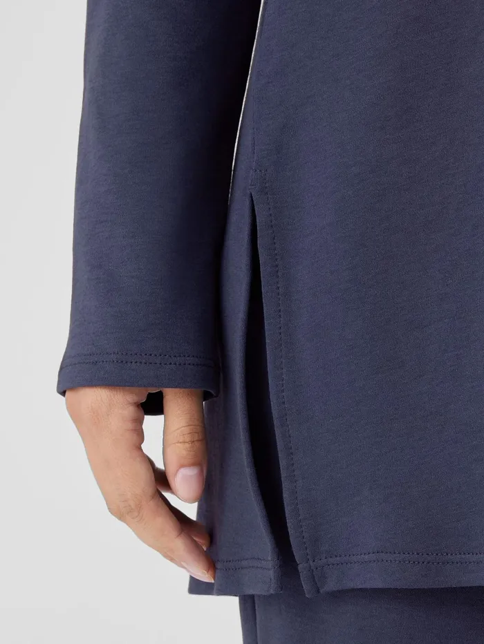 Women Eileen Fisher Sleepwear Organic Cotton Interlock Long Sleep Top Indigo