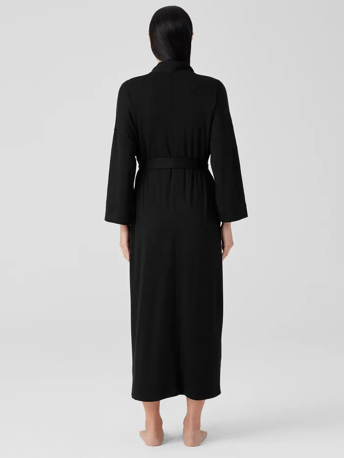 Women Eileen Fisher Sleepwear Organic Cotton Interlock Sleep Robe Black