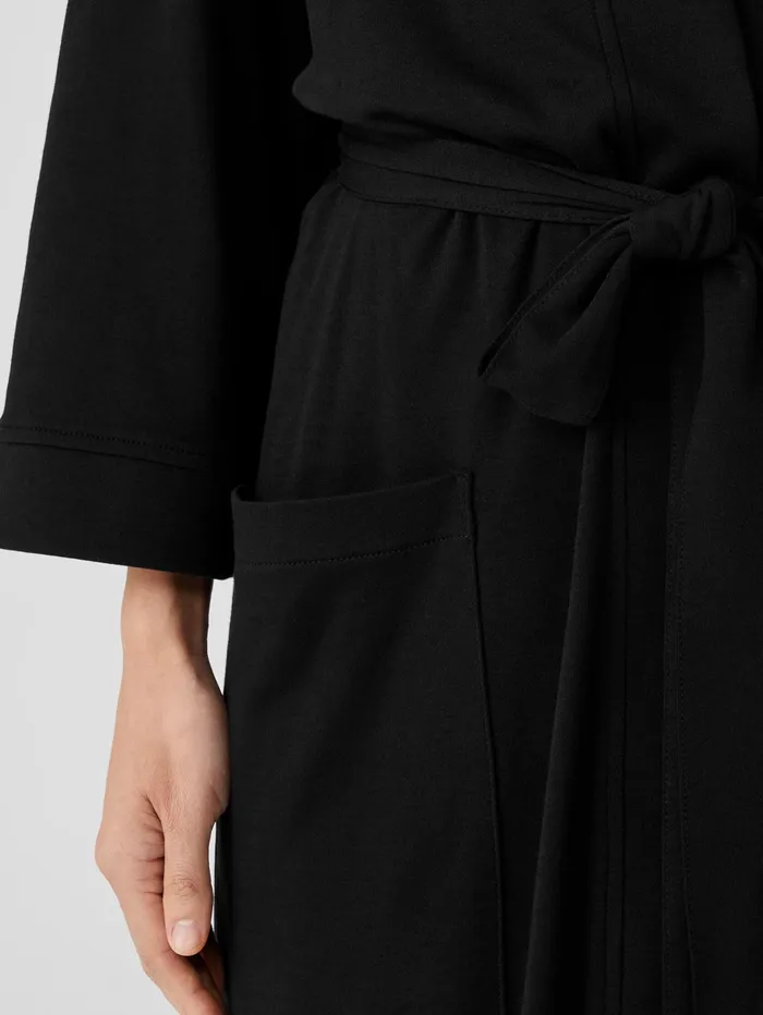 Women Eileen Fisher Sleepwear Organic Cotton Interlock Sleep Robe Black