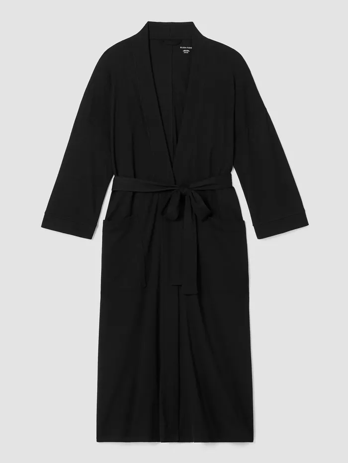 Women Eileen Fisher Sleepwear Organic Cotton Interlock Sleep Robe Black