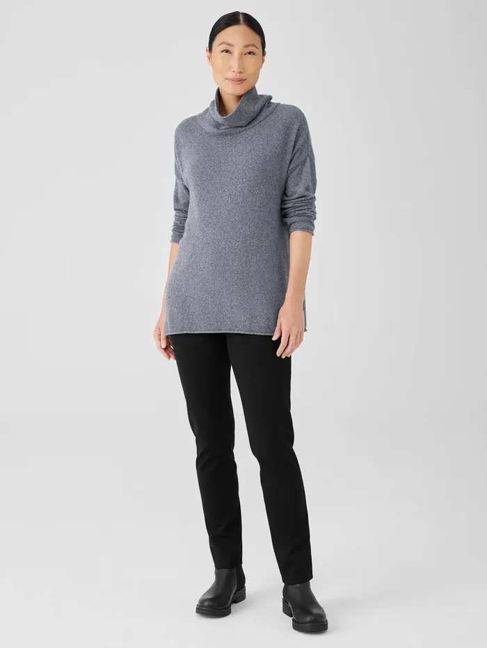 Women Eileen Fisher Sweaters and Cardigans Cotton And Recycled Cashmere Turtleneck Long Top Ash