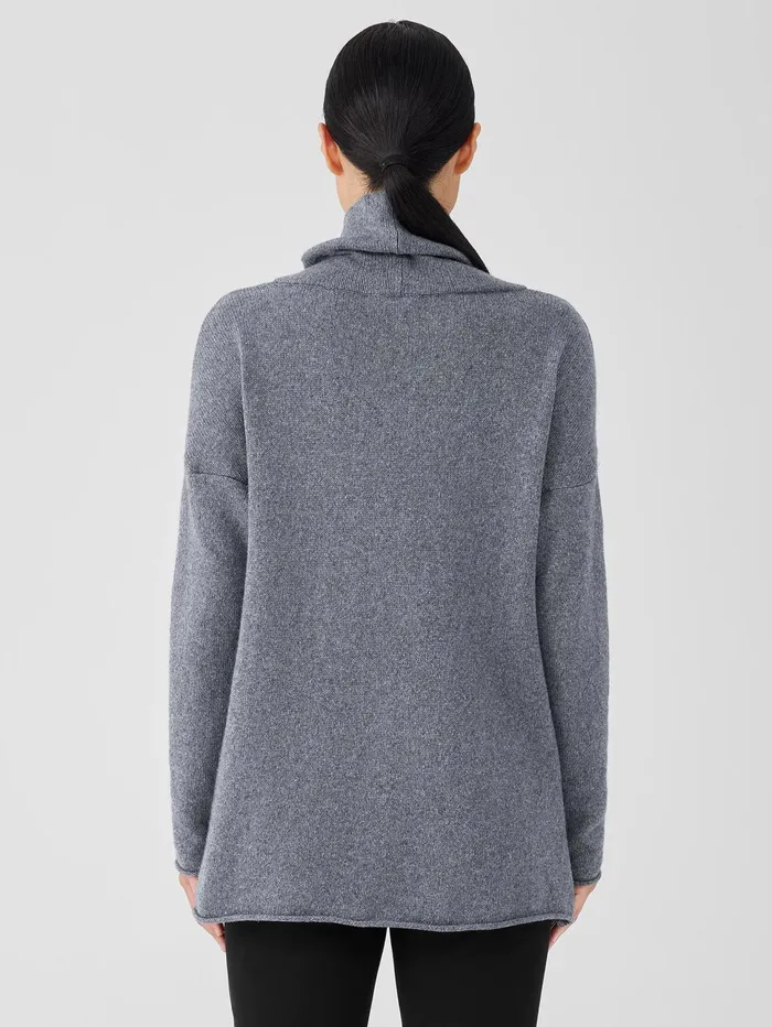 Women Eileen Fisher Sweaters and Cardigans Cotton And Recycled Cashmere Turtleneck Long Top Ash