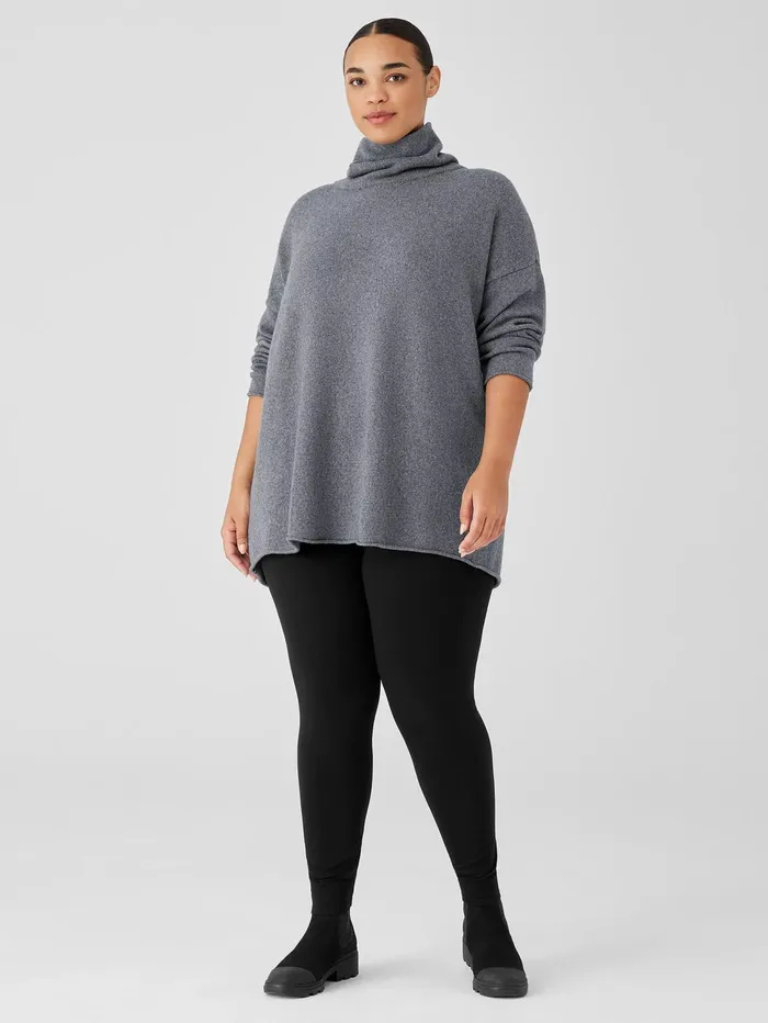 Women Eileen Fisher Sweaters and Cardigans Cotton And Recycled Cashmere Turtleneck Long Top Ash
