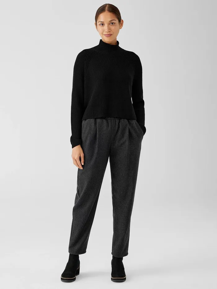 Women Eileen Fisher Sweaters and Cardigans Merino Cropped Turtleneck Top In RegenerativeWool Black