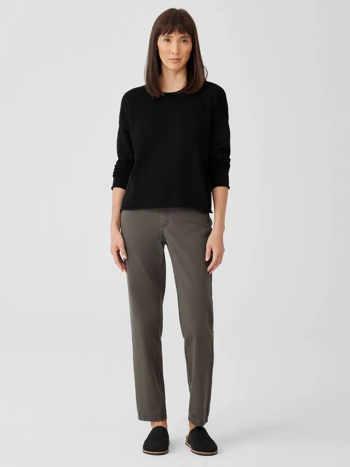 Women Eileen Fisher Sweaters and Cardigans Peruvian Cotton Blend Crew Neck Top Black