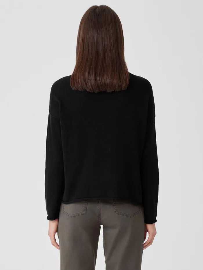 Women Eileen Fisher Sweaters and Cardigans Peruvian Cotton Blend Crew Neck Top Black
