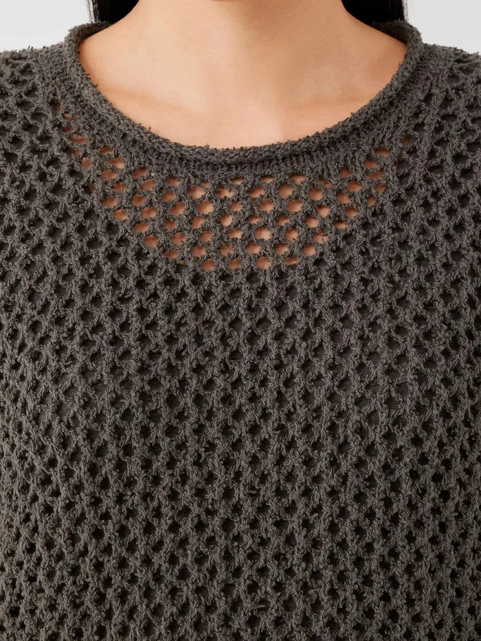 Women Eileen Fisher Sweaters and Cardigans Peruvian Organic Cotton Boucle Crew Neck Top Black