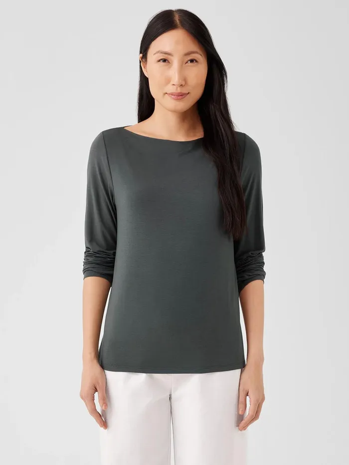 Women Eileen Fisher Tops and Tees Fine Jersey Cowl Neck Top Grove