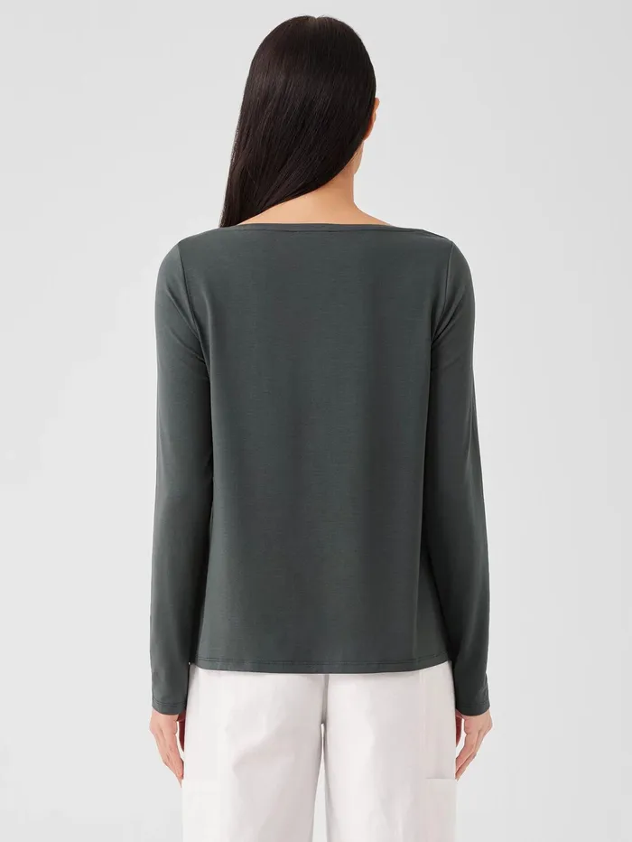 Women Eileen Fisher Tops and Tees Fine Jersey Cowl Neck Top Grove
