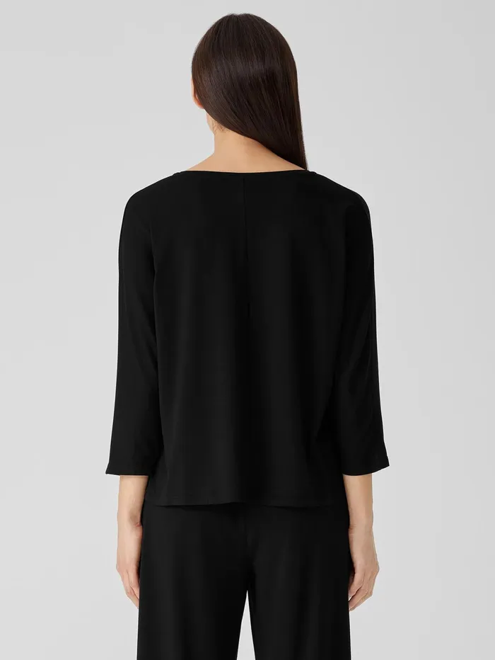 Women Eileen Fisher Tops and Tees Fine Jersey DolmanSleeve Top Black