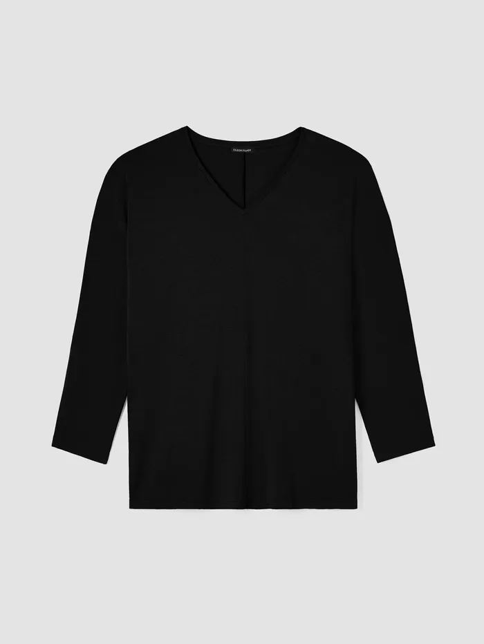 Women Eileen Fisher Tops and Tees Fine Jersey DolmanSleeve Top Black