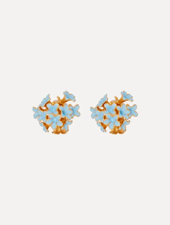 Women Enamel Bouquet Button ClipOn Earrings Blue Oscar De La Renta Earrings