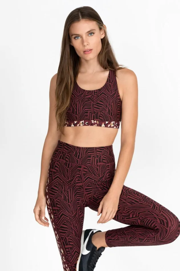 Women Endurance Reversible Sports Bra Cabernet Zebra Johnny Was Active Women Endurance Reversible Sports Bra Cabernet Zebra Johnny Was Active