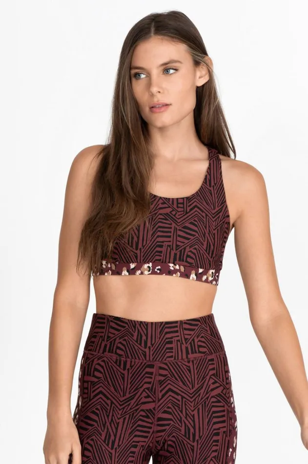Women Endurance Reversible Sports Bra Cabernet Zebra Johnny Was Active Women Endurance Reversible Sports Bra Cabernet Zebra Johnny Was Active