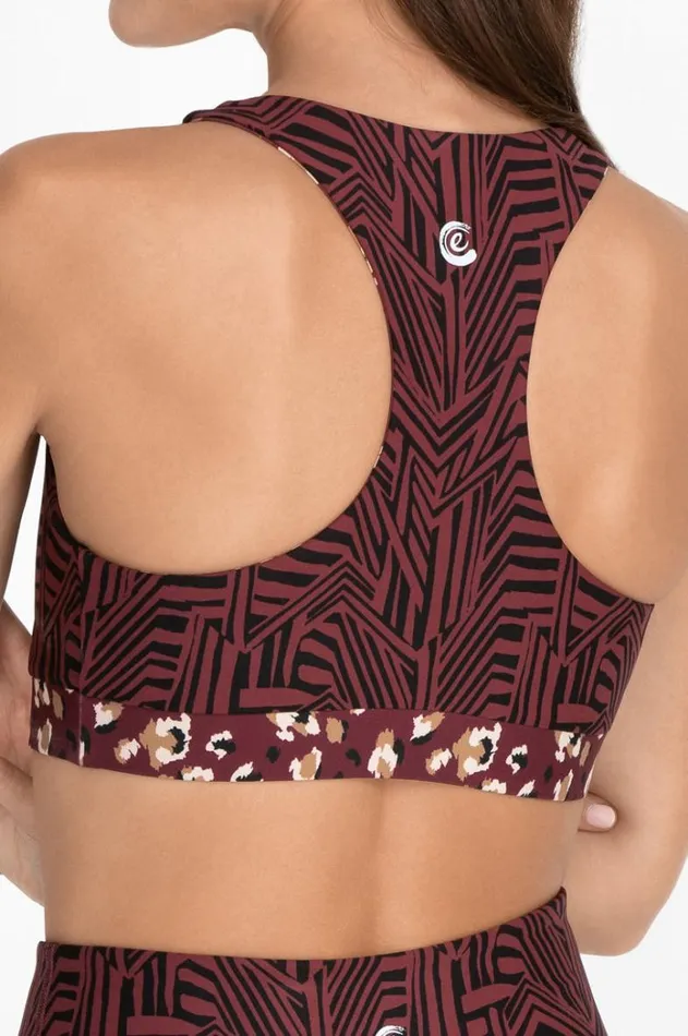 Women Endurance Reversible Sports Bra Cabernet Zebra Johnny Was Active Women Endurance Reversible Sports Bra Cabernet Zebra Johnny Was Active