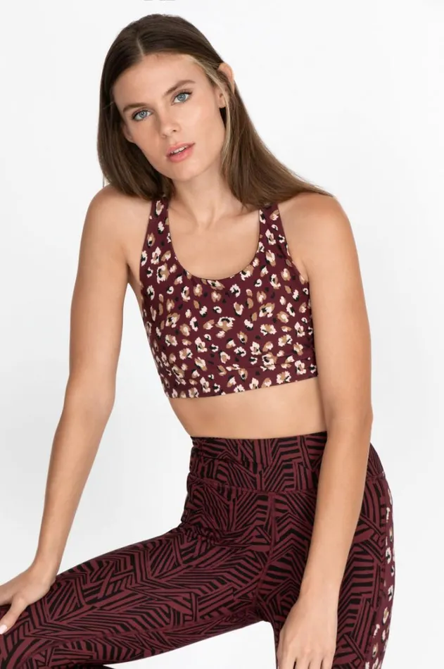 Women Endurance Reversible Sports Bra Cabernet Zebra Johnny Was Active Women Endurance Reversible Sports Bra Cabernet Zebra Johnny Was Active