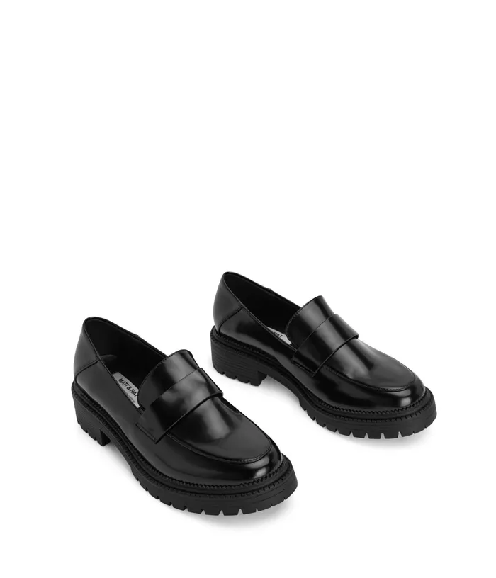 Women Finie Vegan Oxford Black Matt and Nat Flats