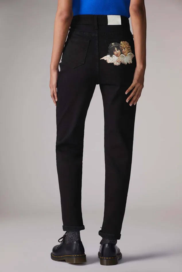 Women Fiorucci Jeans and Denim Angels Patch Tara Jeans Black Women Fiorucci Jeans and Denim Angels Patch Tara Jeans Black