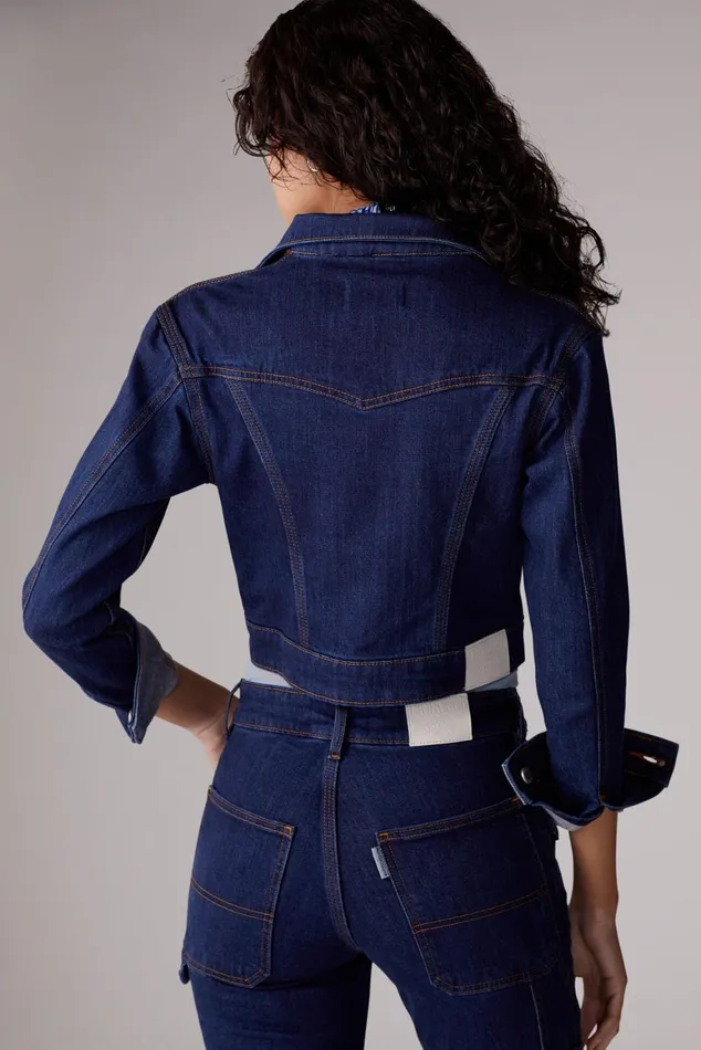 Women Fiorucci Jeans and Denim Trucker Denim Jacket Mid Wash Women Fiorucci Jeans and Denim Trucker Denim Jacket Mid Wash