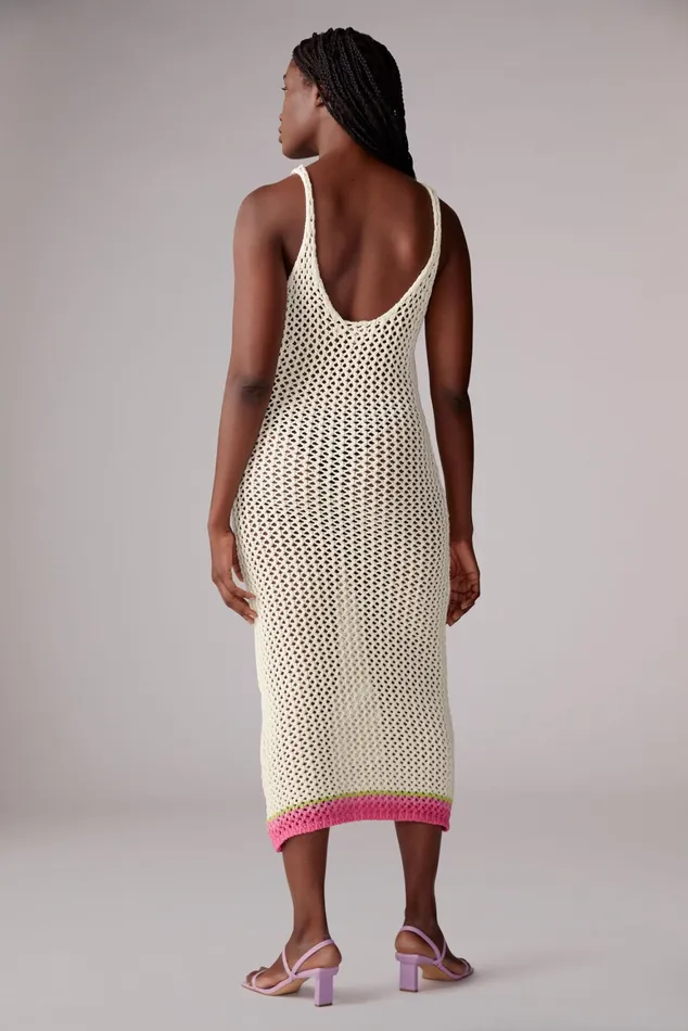 Women Fiorucci Knitwear Logo Crochet Maxi Dress White Women Fiorucci Knitwear Logo Crochet Maxi Dress White