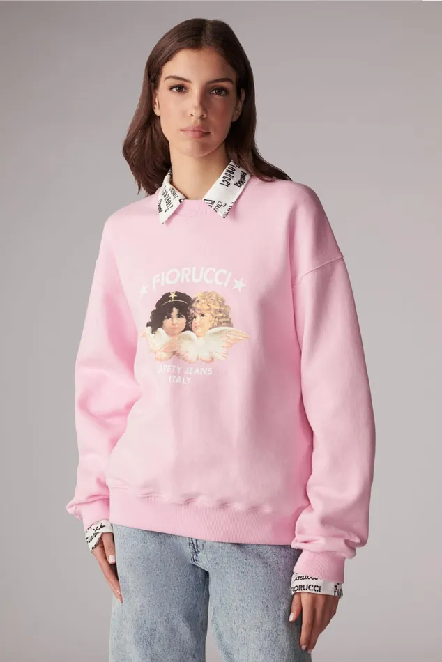 Women Fiorucci Sweatshirts and Hoodies Safety Angels Sweatshirt Pink Women Fiorucci Sweatshirts and Hoodies Safety Angels Sweatshirt Pink