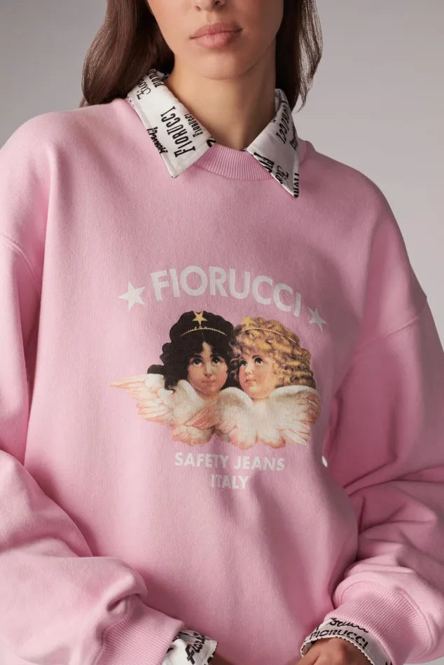Women Fiorucci Sweatshirts and Hoodies Safety Angels Sweatshirt Pink Women Fiorucci Sweatshirts and Hoodies Safety Angels Sweatshirt Pink