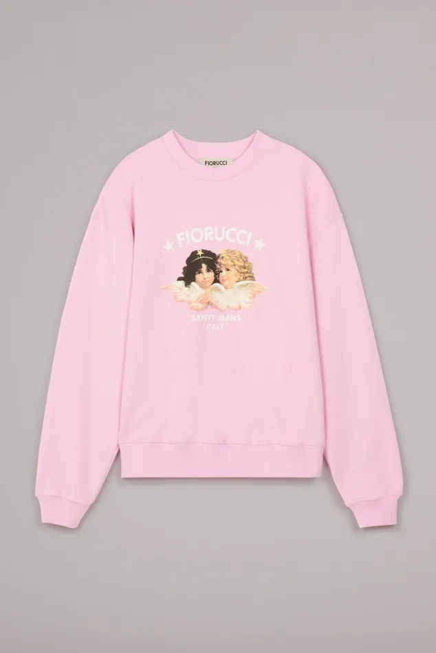 Women Fiorucci Sweatshirts and Hoodies Safety Angels Sweatshirt Pink Women Fiorucci Sweatshirts and Hoodies Safety Angels Sweatshirt Pink