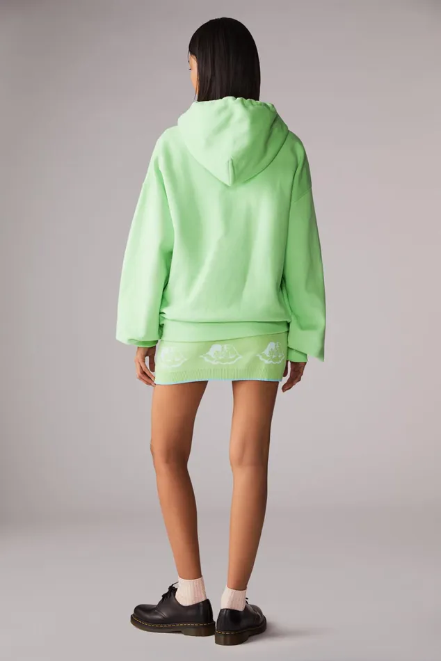 Women Fiorucci Sweatshirts and Hoodies Squiggle Logo Hoodie Green