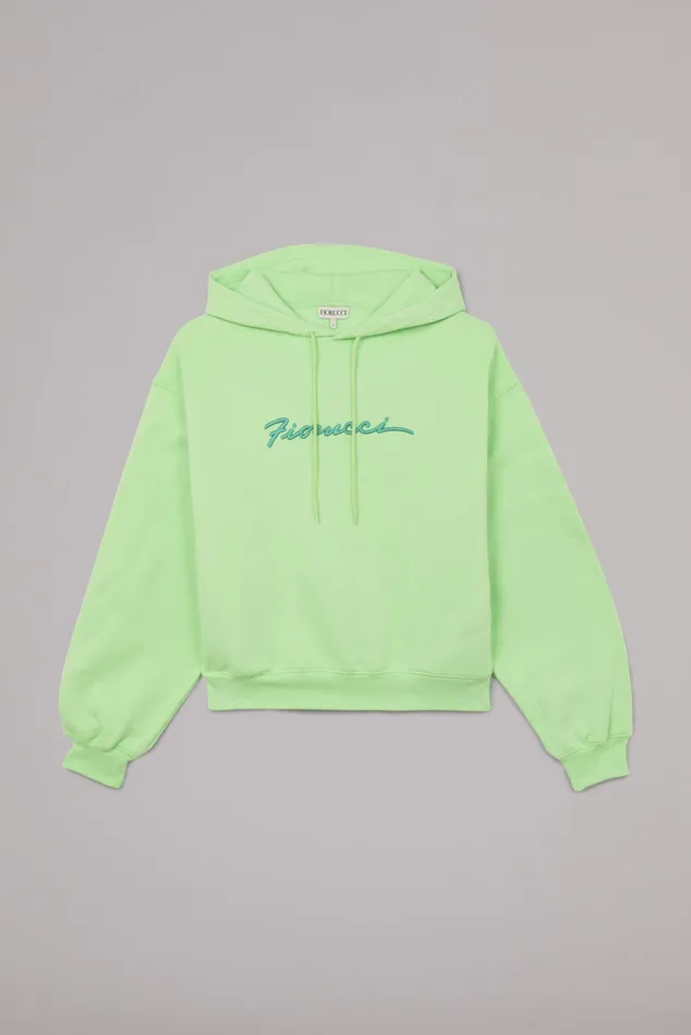 Women Fiorucci Sweatshirts and Hoodies Squiggle Logo Hoodie Green