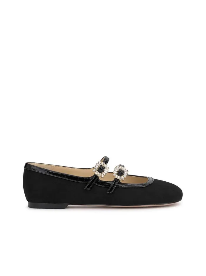Women Flats Jessica Simpson Allista Buckle Ballet Flat In Black Suede