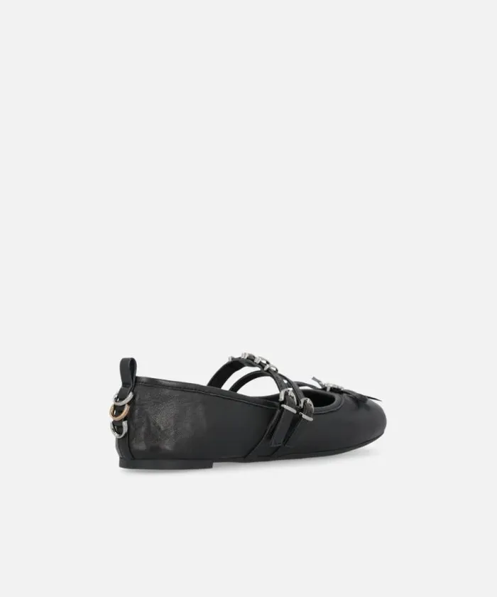 Women Flats Pinko Nappa Leather Ballet Flats With Straps And Bow Limo Black Women Flats Pinko Nappa Leather Ballet Flats With Straps And Bow Limo Black