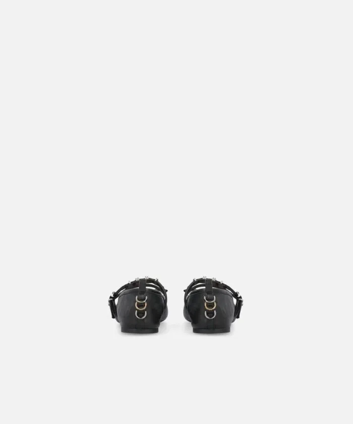 Women Flats Pinko Nappa Leather Ballet Flats With Straps And Bow Limo Black Women Flats Pinko Nappa Leather Ballet Flats With Straps And Bow Limo Black