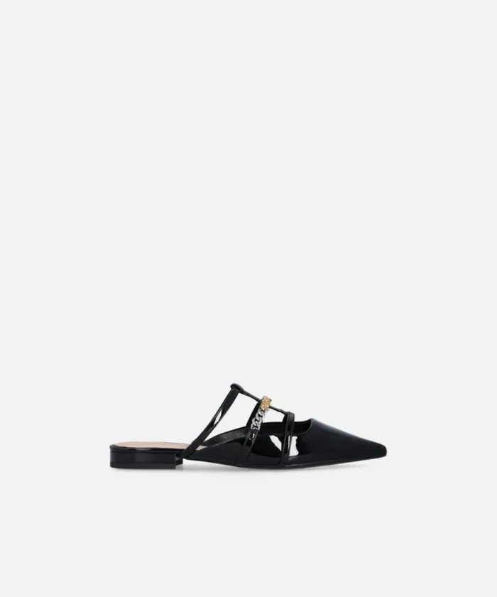 Women Flats Pinko Patent Mule Ballerinas Limo Black
