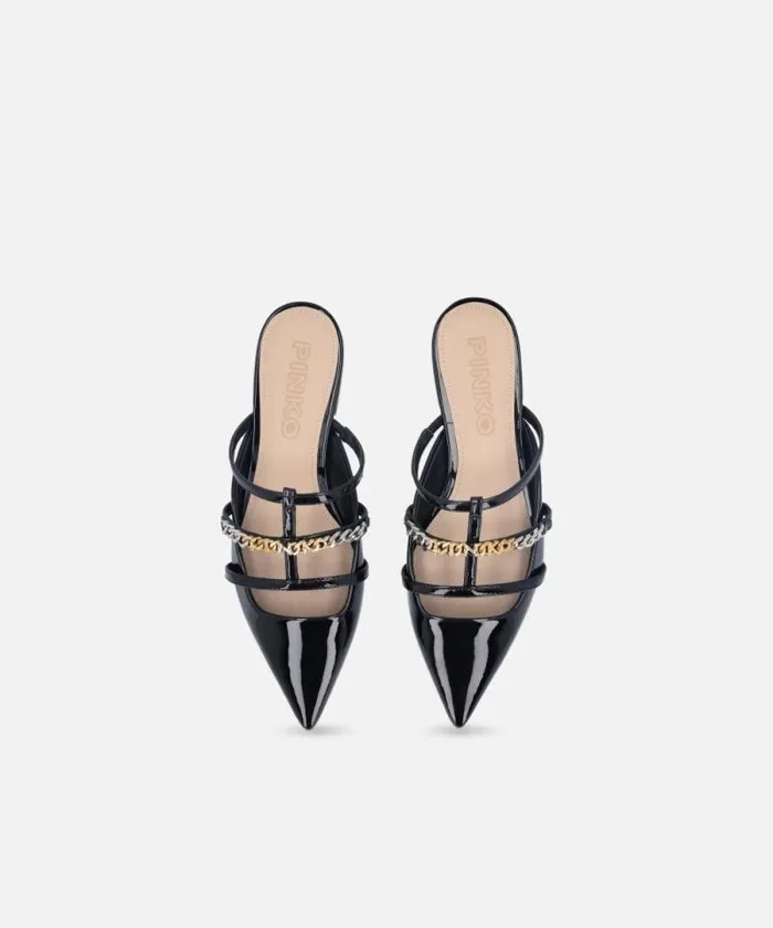 Women Flats Pinko Patent Mule Ballerinas Limo Black Women Flats Pinko Patent Mule Ballerinas Limo Black