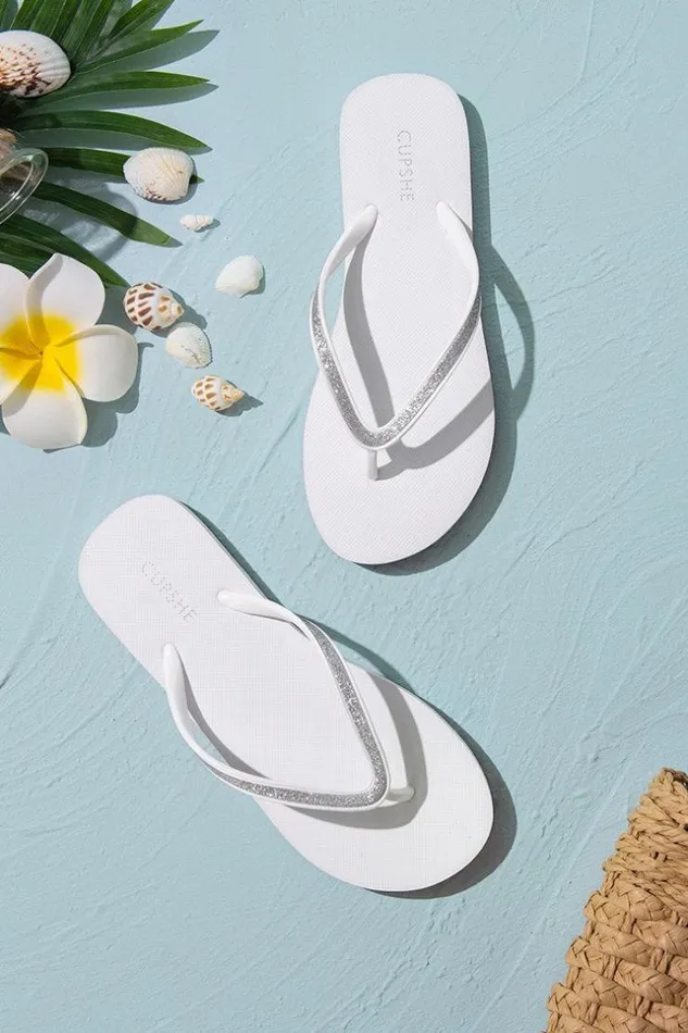 Women Flip Flops Cupshe Blanco Minimalist Flip Flops White