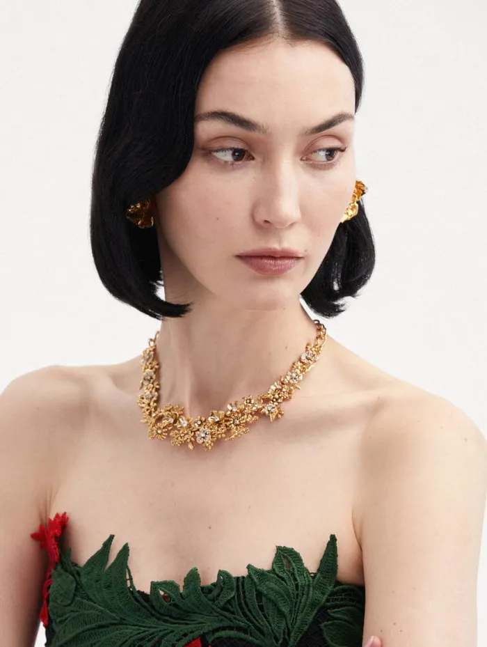 Women Flower Garden Necklace Gold Oscar De La Renta Necklaces Women Flower Garden Necklace Gold Oscar De La Renta Necklaces