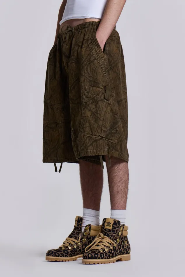 Women Forest Camo Parachute Shorts Jaded London Parachute Pants