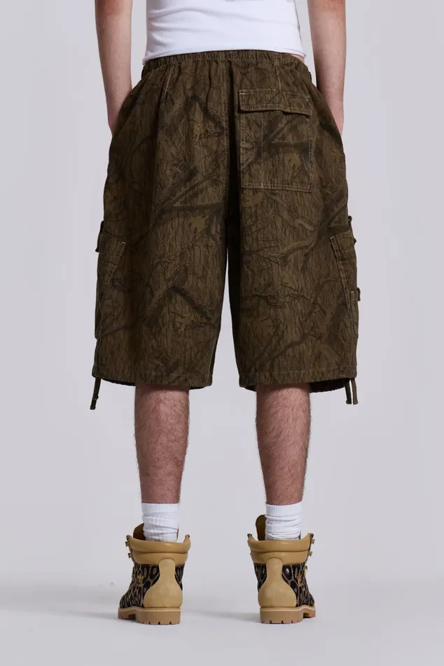 Women Forest Camo Parachute Shorts Jaded London Parachute Pants