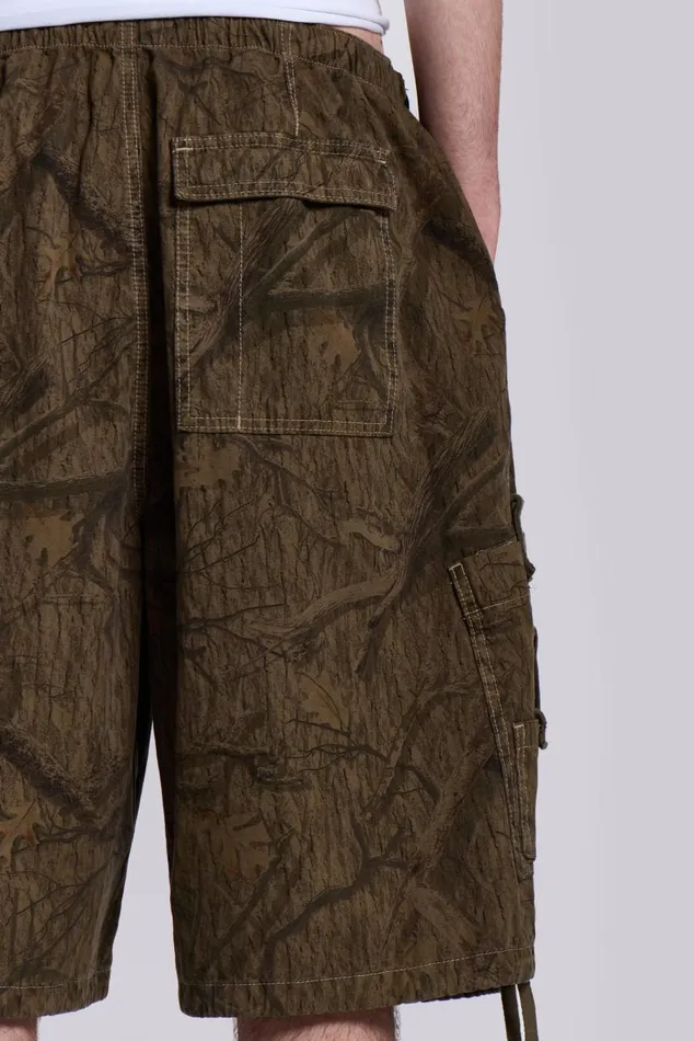 Women Forest Camo Parachute Shorts Jaded London Parachute Pants