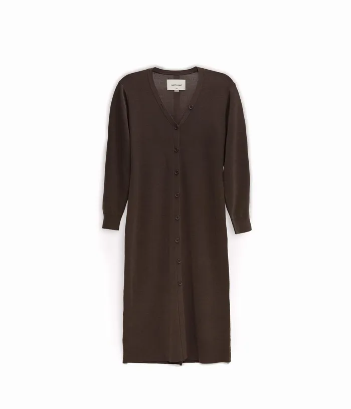 Women Franek Long Sleeve Button Front Longline Cardigan Brown Matt and Nat Knitwear Women Franek Long Sleeve Button Front Longline Cardigan Brown Matt and Nat Knitwear