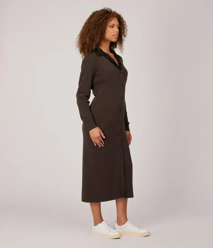 Women Franek Long Sleeve Button Front Longline Cardigan Brown Matt and Nat Knitwear