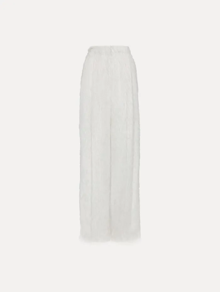 Women Fringe Fil Coup Wide Leg Pant Ivory Oscar De La Renta Pants and Skirts