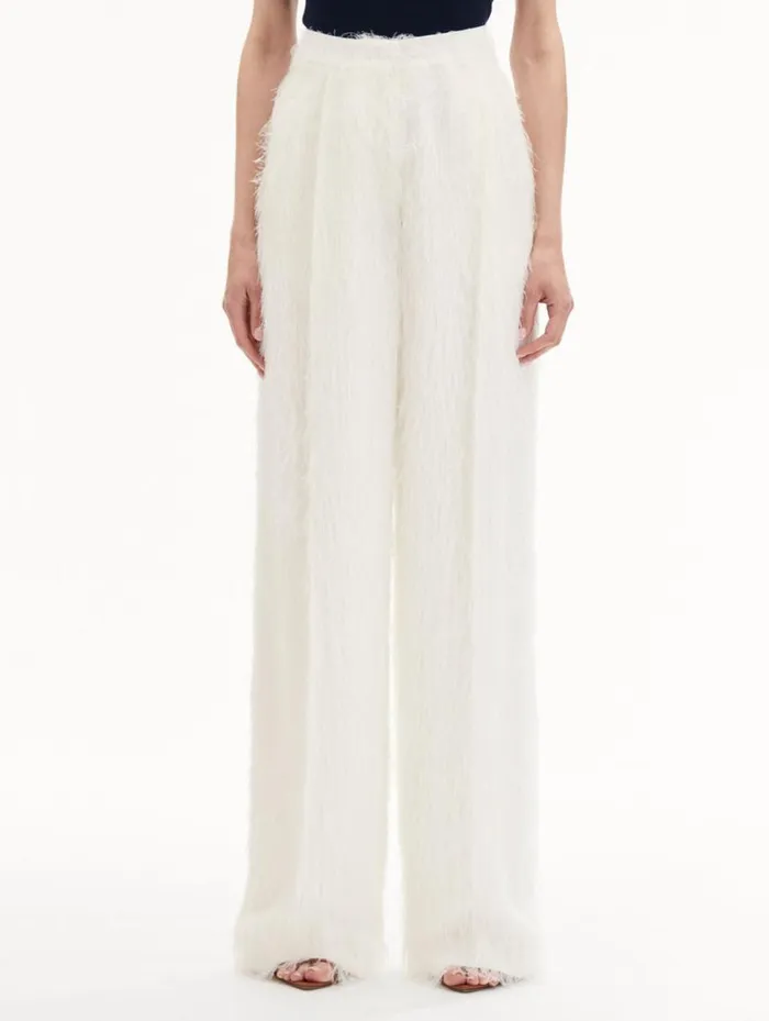 Women Fringe Fil Coup Wide Leg Pant Ivory Oscar De La Renta Pants and Skirts Women Fringe Fil Coup Wide Leg Pant Ivory Oscar De La Renta Pants and Skirts