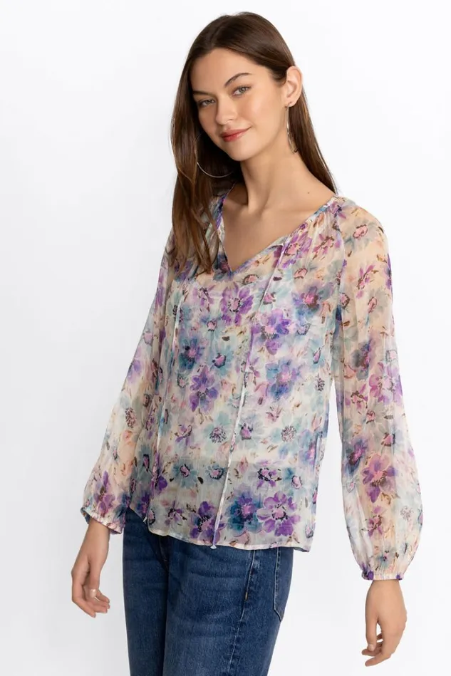 Women GLINDA SILK PEASANT BLOUSE Glinda Johnny Was Tops