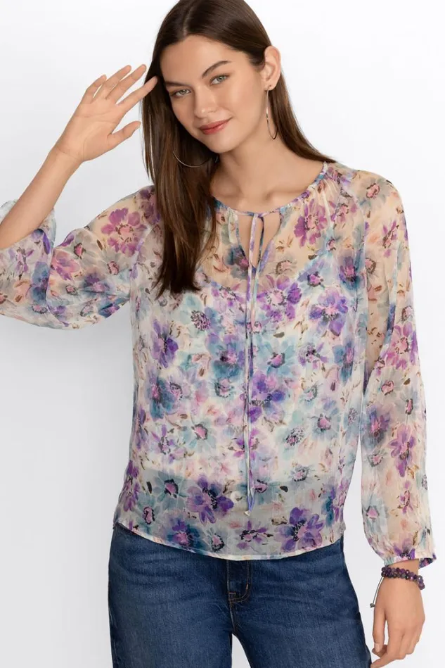 Women GLINDA SILK PEASANT BLOUSE Glinda Johnny Was Tops Women GLINDA SILK PEASANT BLOUSE Glinda Johnny Was Tops