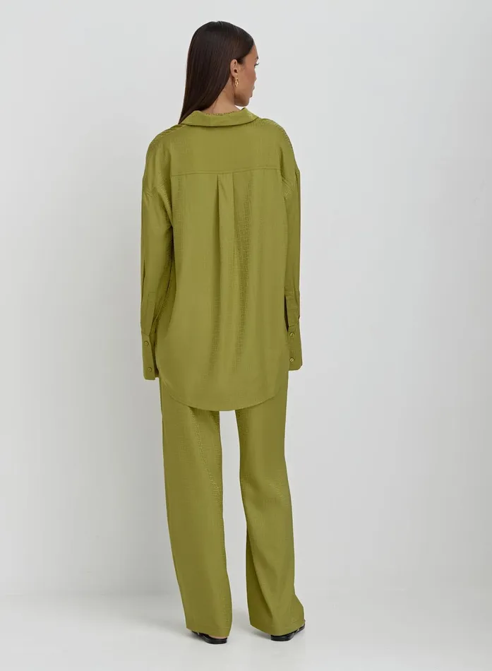 Women Green Jacquard Satin Print Trouser Mimi 4th and Reckless Pants
