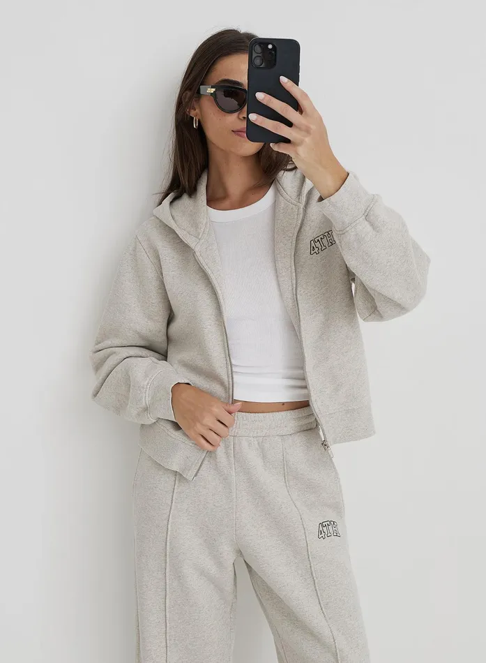 Women Grey Fourth Studio Cropped Zip Hoodie Carey 4th and Reckless Hoodies and Sweatshirts Women Grey Fourth Studio Cropped Zip Hoodie Carey 4th and Reckless Hoodies and Sweatshirts