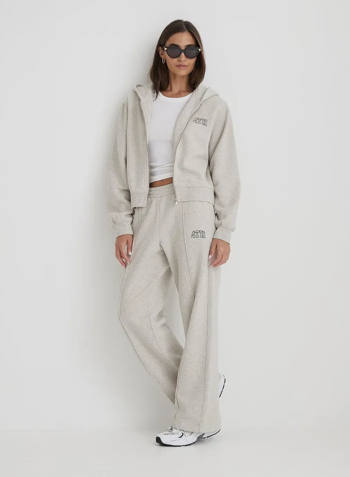 Women Grey Fourth Studio Cropped Zip Hoodie Carey 4th and Reckless Hoodies and Sweatshirts